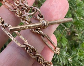 Antique 9ct gold watch chain necklace