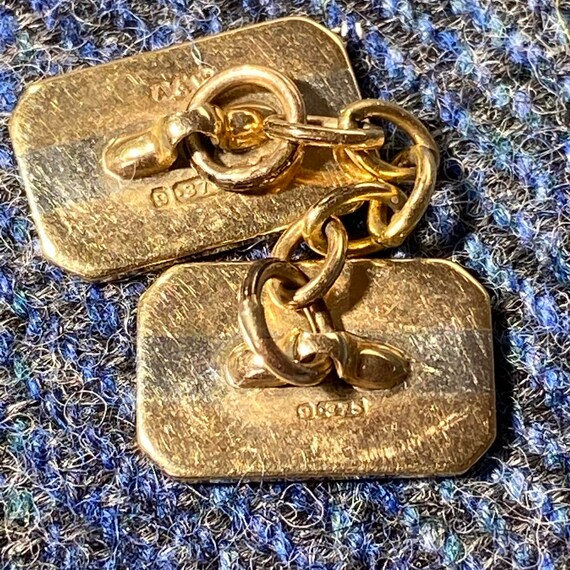 Vintage 9ct gold cufflinks Art Deco bicolour 1924 - image 6