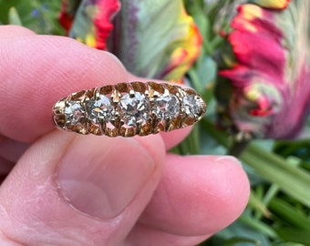 Antique diamond ring 18ct gold 0.35ct US size 5.5