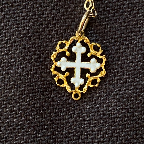 Antique Gold and Enamel Cross Pendant