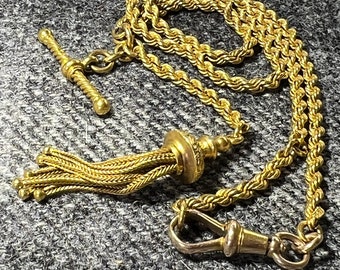 Antique 15ct gold watch chain tassel T bar