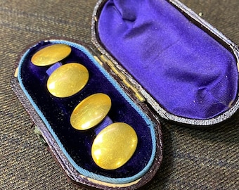 Victorian 18ct gold cufflinks plain domed hallmarked 1877 rare find