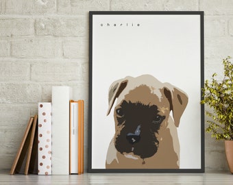 Custom dog portrait // pet memorial, pet illustration, dogs puppy, puppies, custom print gift, for pet and dog lovers