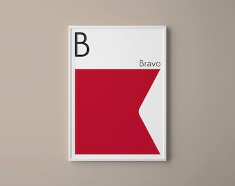 Letter B Nautical Print: Maritime Signal Flag, Navy Art