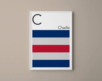 Letter C Maritime Signal Flag Print: Navy Nautical Art