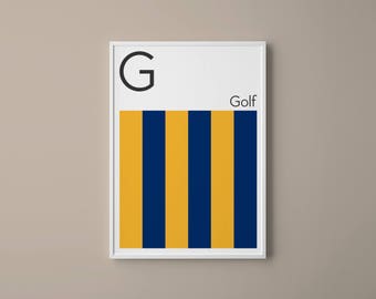 Letter G Nautical Art Print | Maritime Signal Flag, Navy Decor