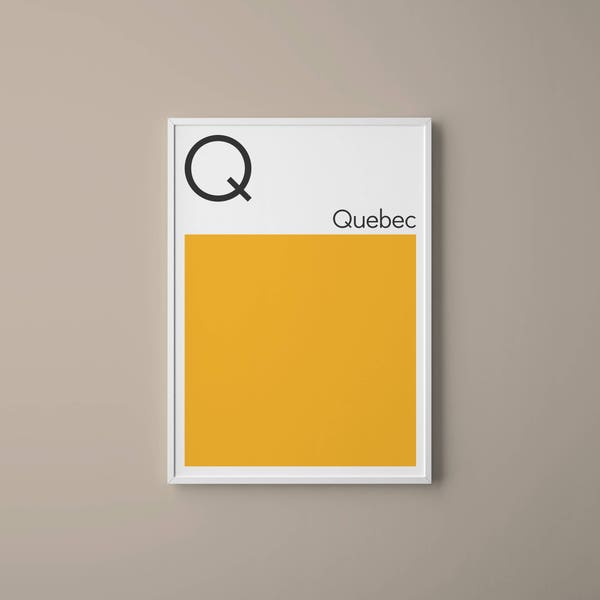 Lettre Q // Drapeaux de la signalisation maritime internationale // Lettre du drapeau de la Marine // Q pour le Québec // Art nautique // Art typographique // Alphabet phonétique