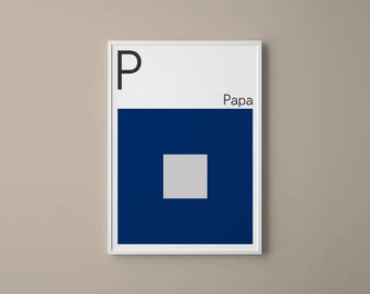Letter P Nautical Art Print, Maritime Signal Flag Poster