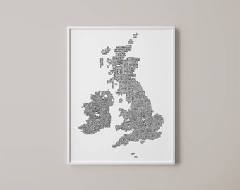 UK map printable art // new house gift // Great Britain // United Kingdom // England, Ireland, Scotland, Wales maps // Scottish isles