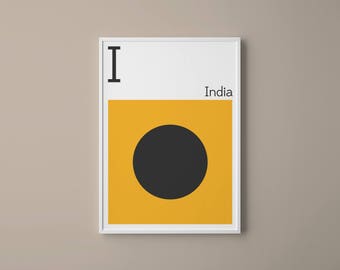 Letter I Nautical Art Print: Maritime Signal Flag, India