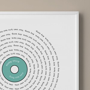 Personalised music print // song lyrics // musician gift // music lover gift // custom songs // gift for musician // custom lyrics image 4