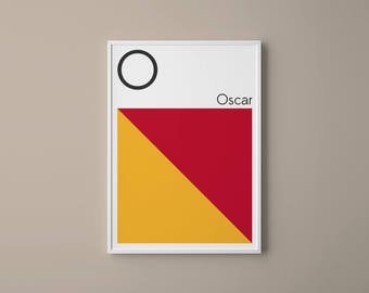 Letter O Nautical Art Print, Maritime Signal Flag, Navy Typography