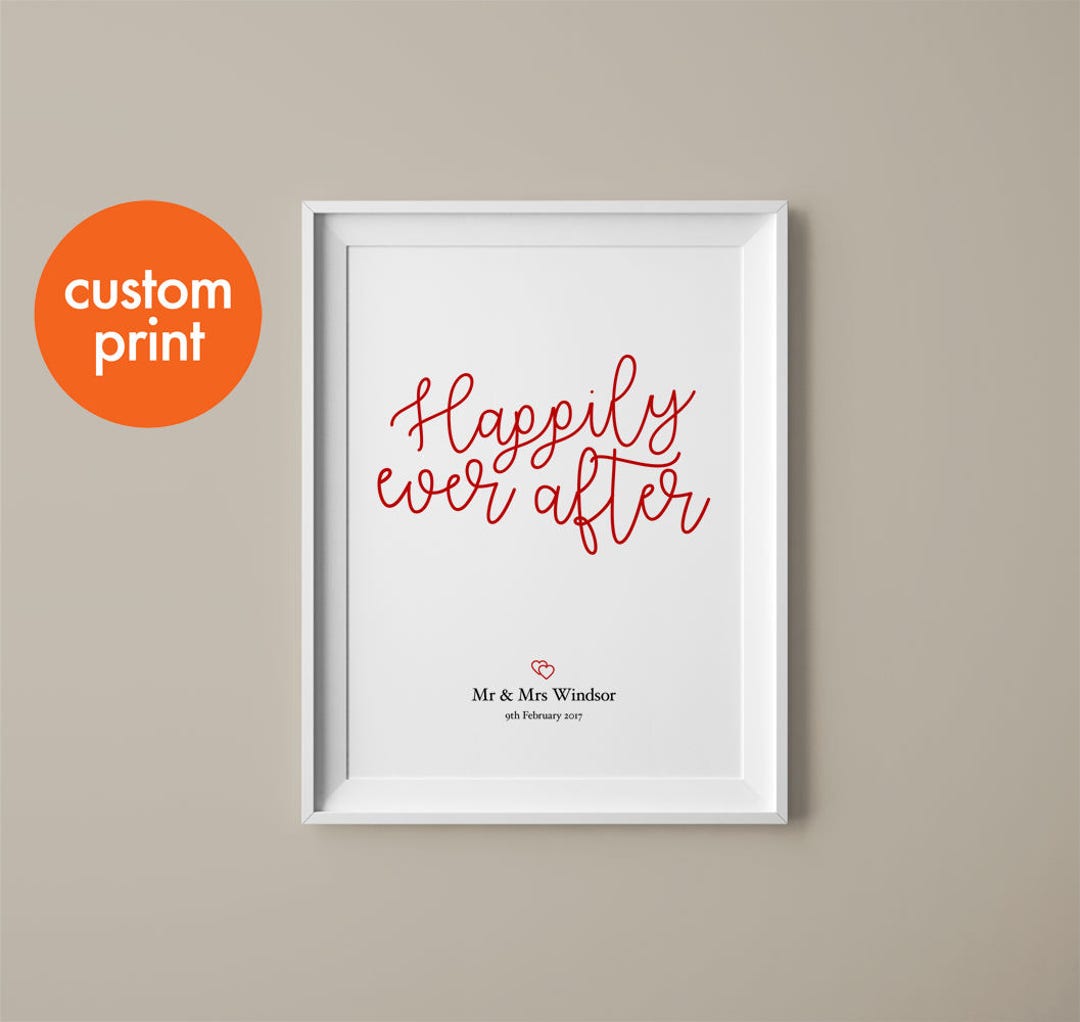 Personalised Wedding Print // Happily Ever After // Etsy