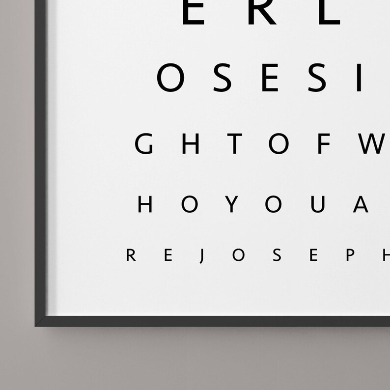 personalized eye test chart monochrome print never lose