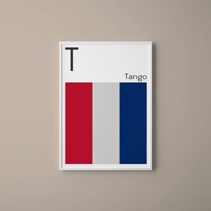 Letra T // Banderas de Señal Marítima Internacional // Letra bandera de la Armada // T para Tango // Arte Náutico // Arte tipográfico // Alfabeto fonético