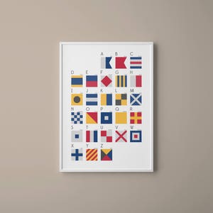 International Maritime Signal Flags and Phonetic Alphabet Chart // Colourful modern art // Nautical Art // Typography Art // Gifts for him