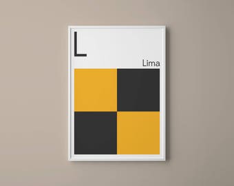 Letter L Nautical Art Print | Navy Signal Flag, Lima