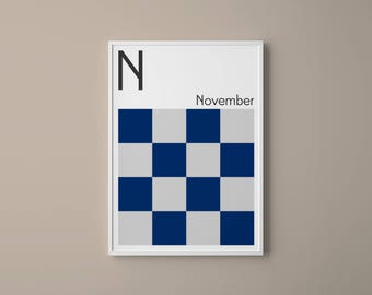 Letter N Maritime Flag Art Print | Nautical Alphabet Poster