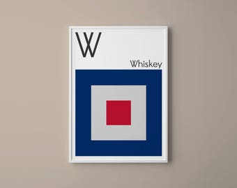 Letter W Nautical Art Print, International Maritime Signal Flag