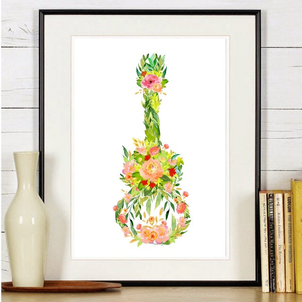 Ukulele Art - Instant Digital Printable Download - 8 x 10 - Print