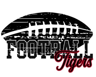 Tigers Distressed Football SVG