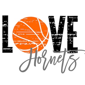 Love Hornets Basketball Distressed SVG