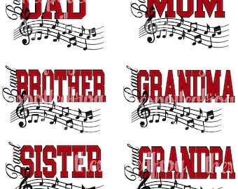 Band Bundle Music Mom Dad Grandma Grandpa Brother Sister SVG/PNG