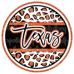 Texas Cheetah Glitter Circle PNG