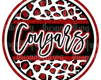 Cougars Glitter Cheetah Circle PNG