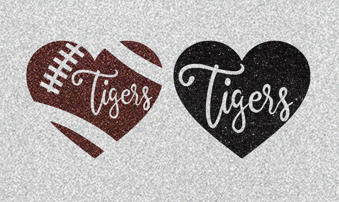 Tigers Football Hearts SVG - Etsy