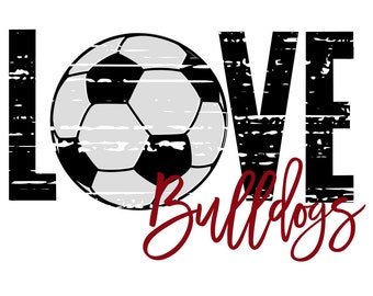 Love Bulldogs Soccer SVG