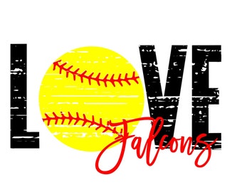 Love Falcons Distressed Softball SVG= 2 Designs!