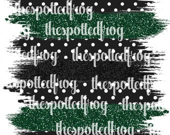 May include: Black and white polka dot background with a green glitter stripe. The text "the spotted frog" is repeated multiple times in white.