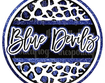 Blue Devils Glitter Cheetah Circle PNG