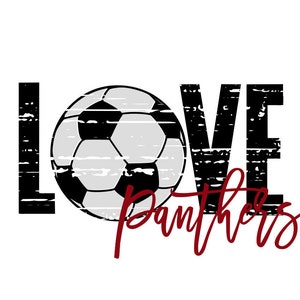 Love Panthers Distressed Soccer Ball SVG