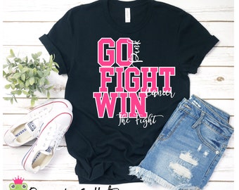 Go Fight WIN Breast Cancer football awareness october Pink Out  Ribbon SVG/PNG