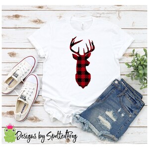 Buffalo Plaid Christmas Deer Head SVG/PNG