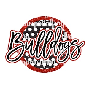 Bulldogs Polka Dots Glitter PNG