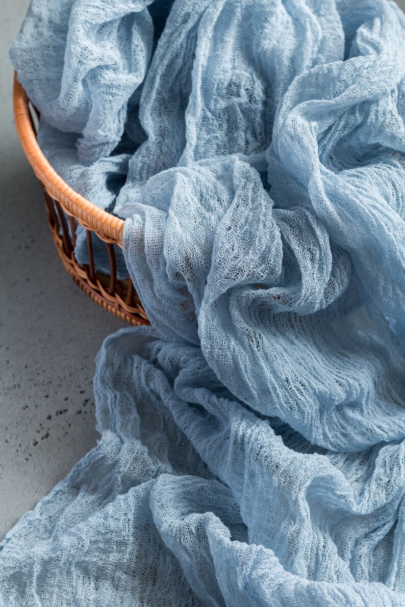 Dusty Blue Gauze table runner sweetheart table decor Etsy