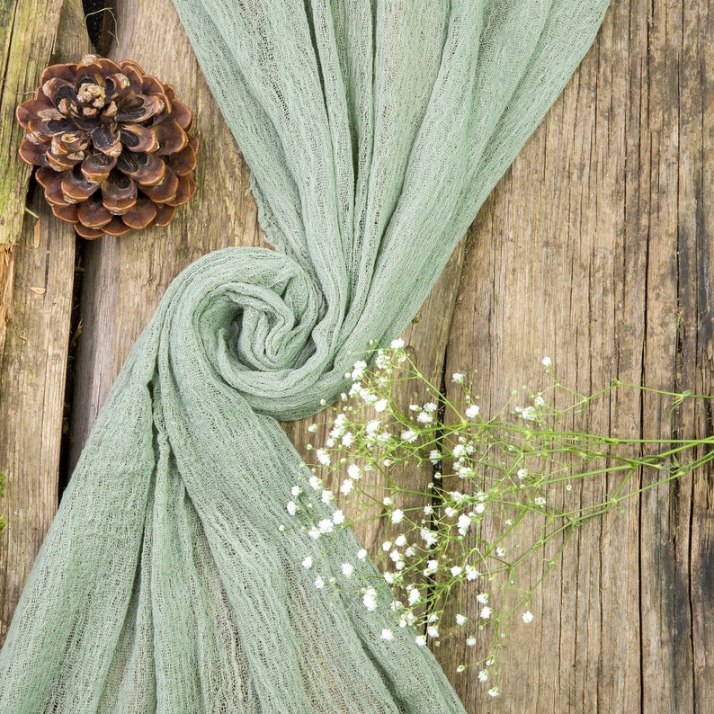 Green gauze table runner Khaki Cheesecloth table runner Etsy