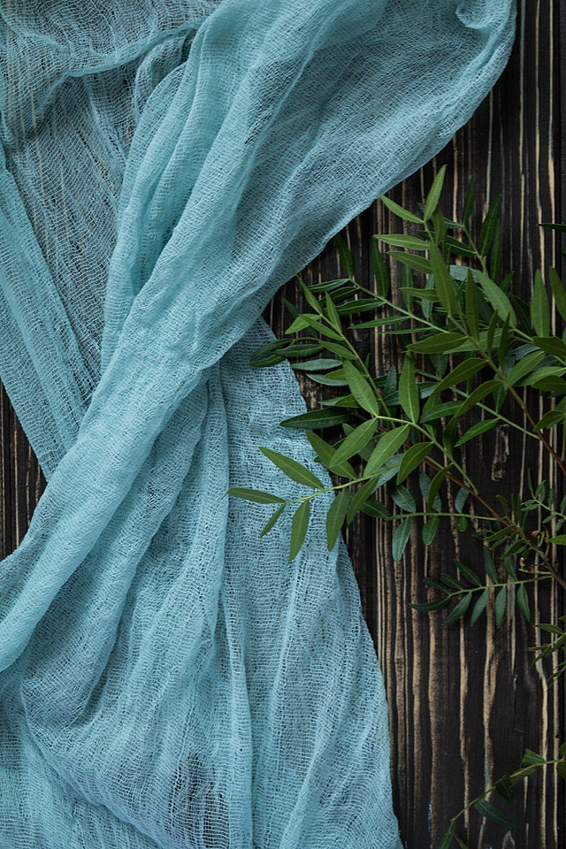 Dusty blue Cheesecloth Table runner for Wedding Wedding Etsy