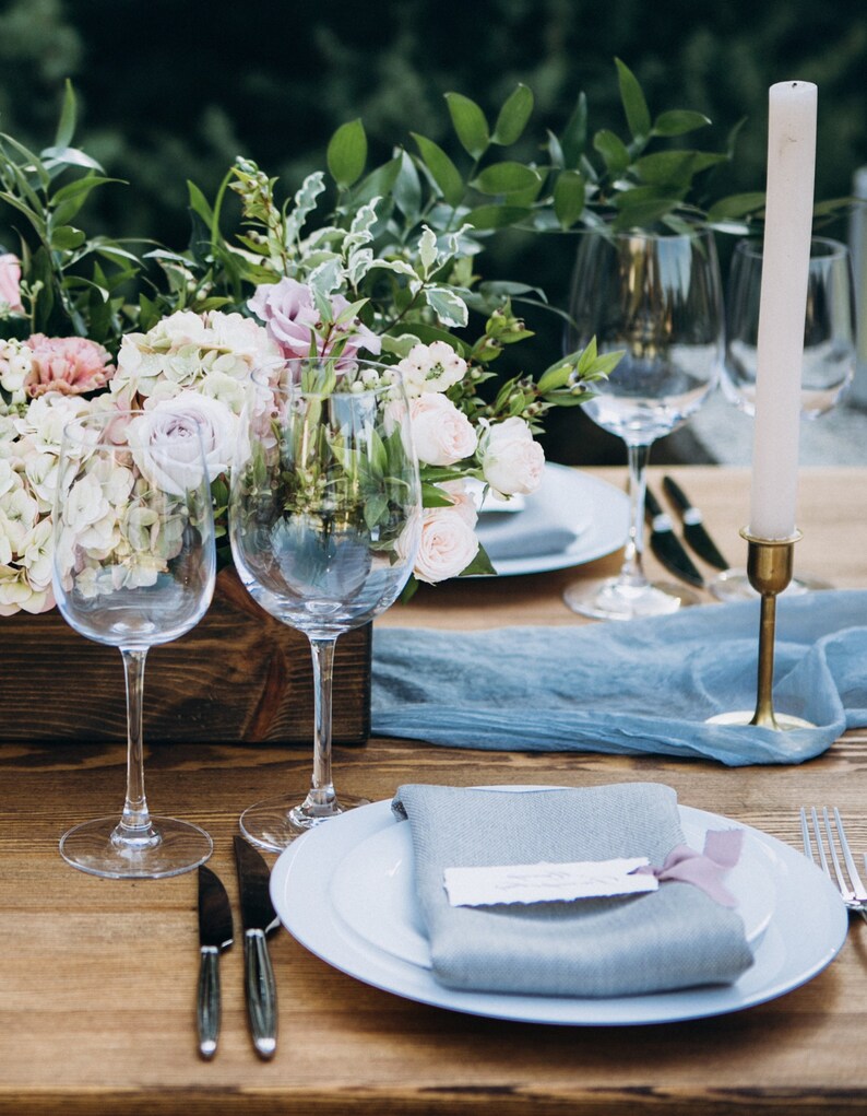 Cloth napkins bulk Dusty Blue Rustic Gauze napkin set Etsy