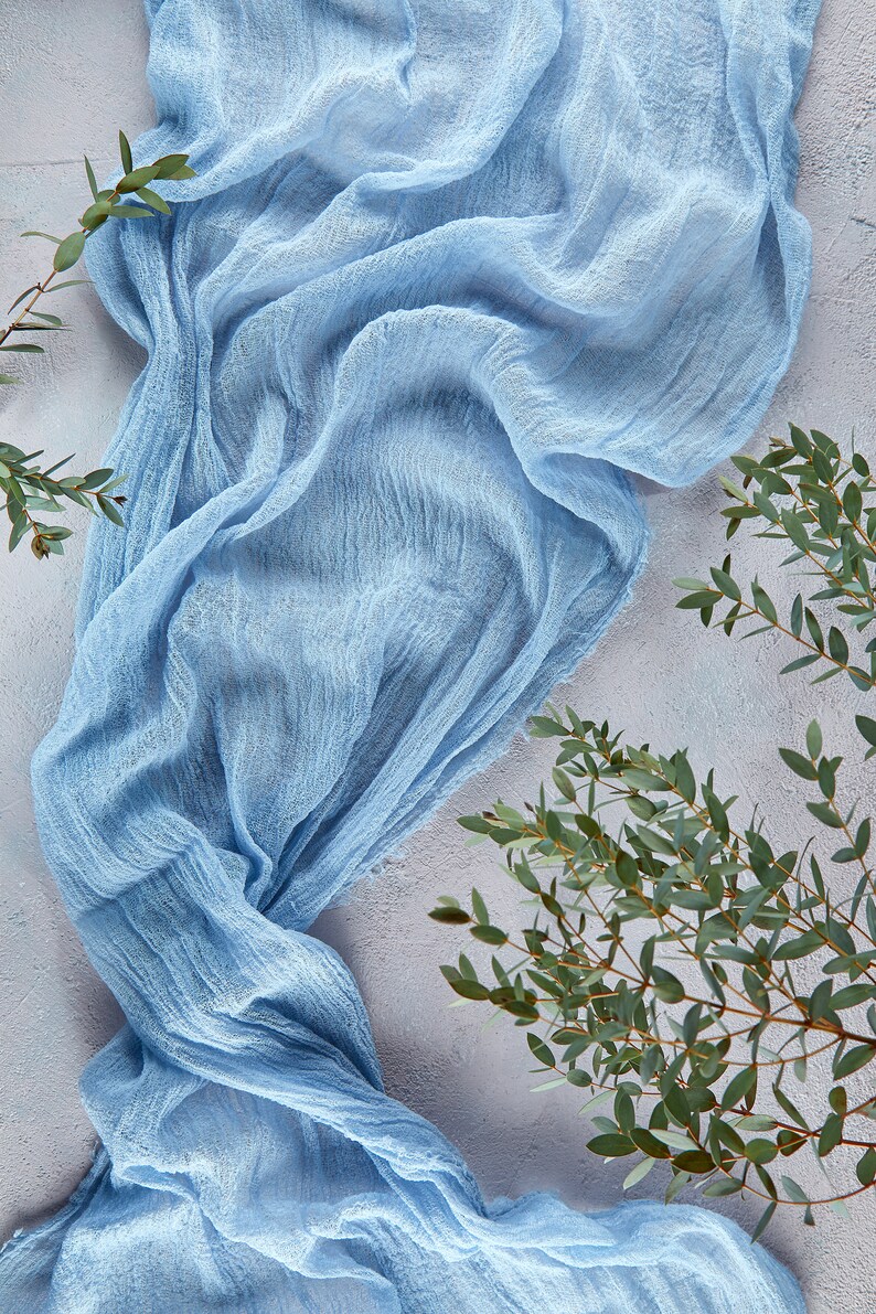 Dusty Blue Gauze table runner sweetheart table décor Etsy