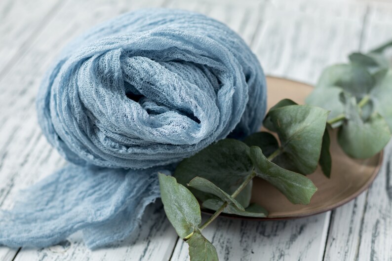 Dusty Blue Gauze Table Runner Dusty Blue Cheesecloth Table Etsy