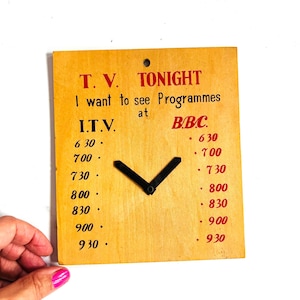 Vintage BBC TV Scheduling Clock: Mid Century Japanese Wooden Design