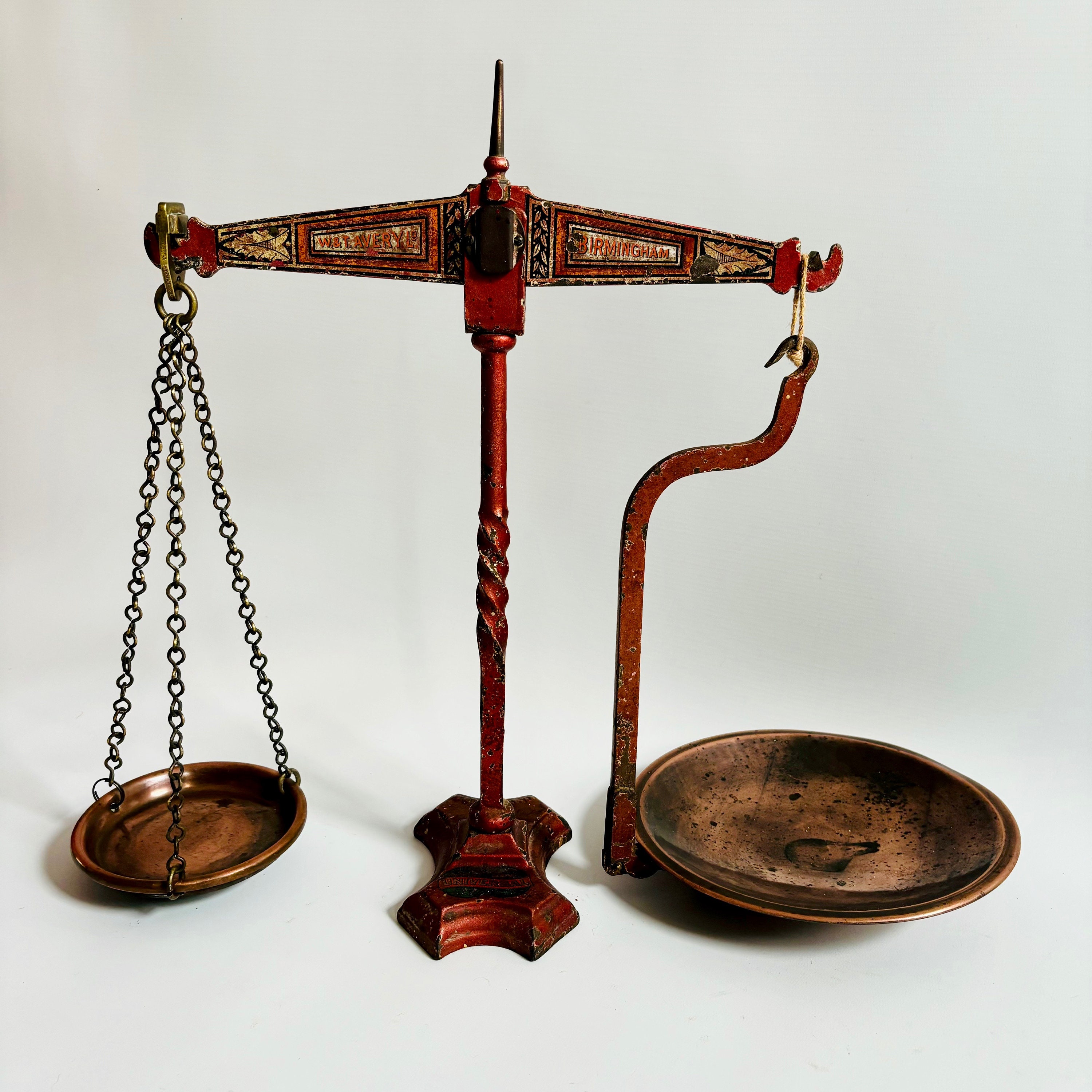 Antique RARE Set of Weighing Scales Iron Copper and Brass Made by