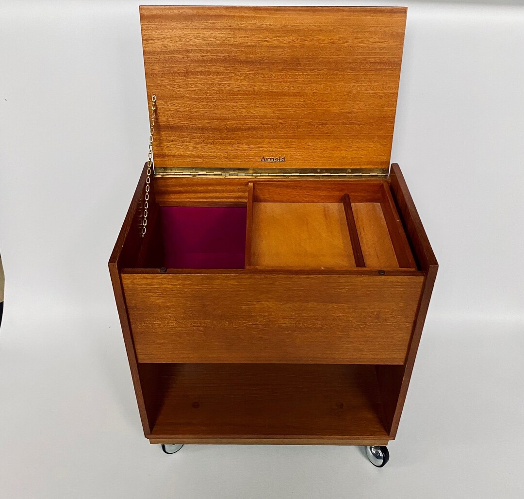 Collectable Mid Century Arnold Sewing Box Solid Teak Original Etsy