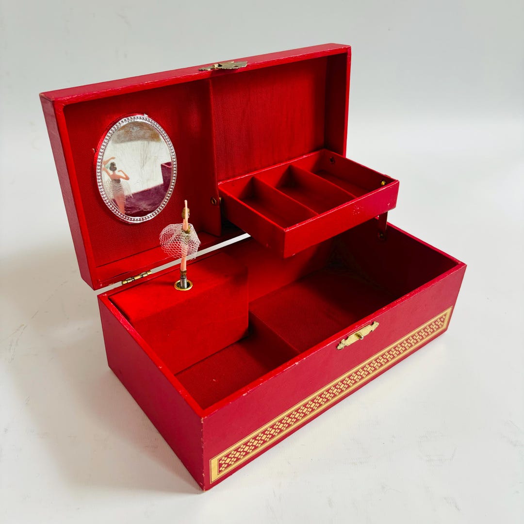 Vintage 1950s Japanese Laurel Musical Ballerina Jewelry Box- Music