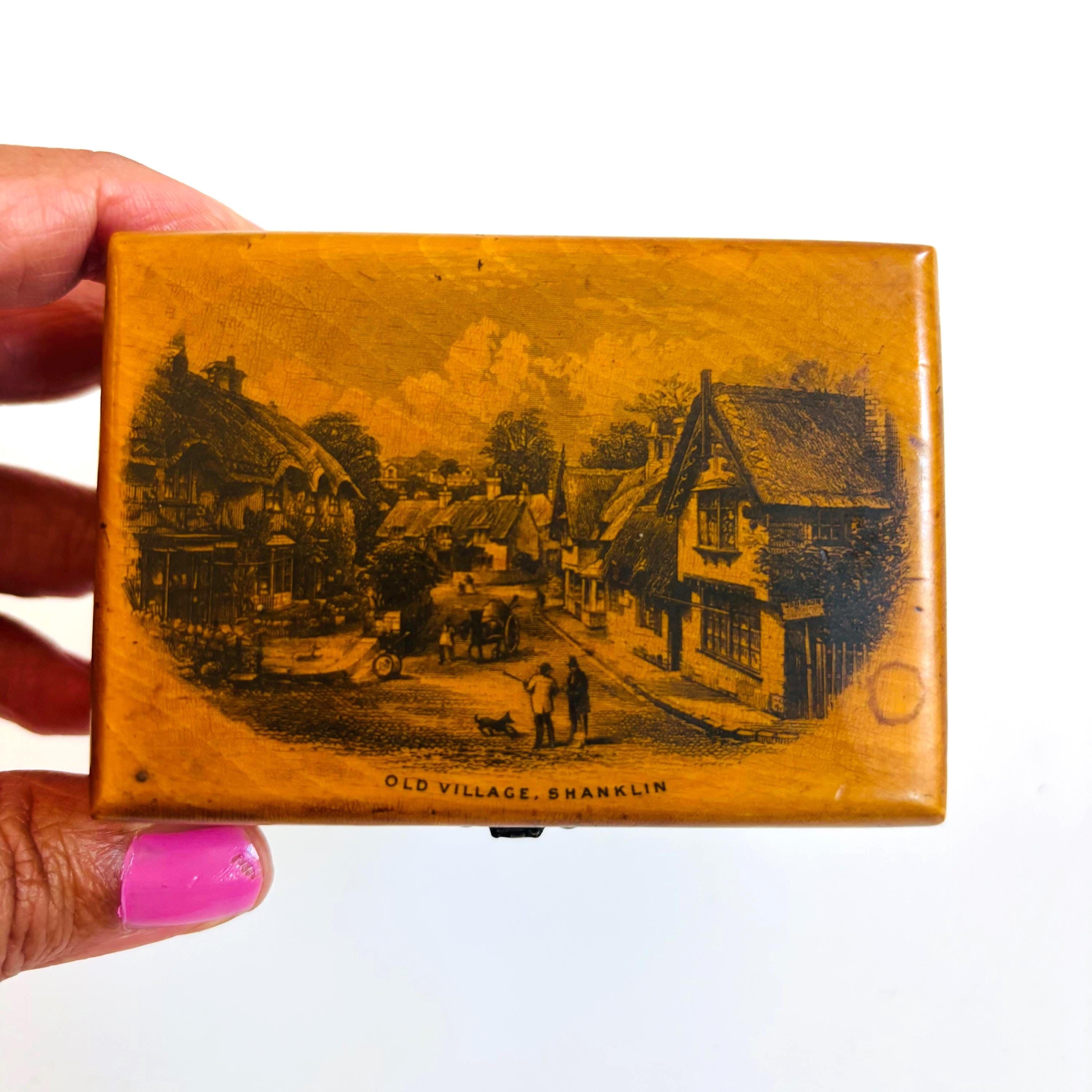 Antique Scottish Mauchline Ware Box: Old Shanklin Village Souvenir