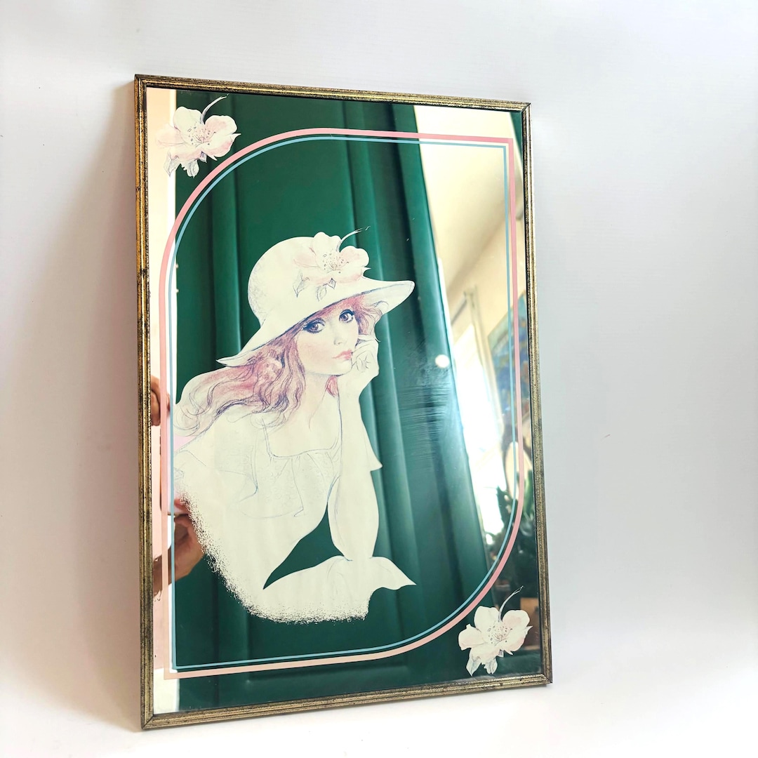 Vintage Art Deco Mirror: Japanese 1970s Lady With Bonnet - Etsy UK